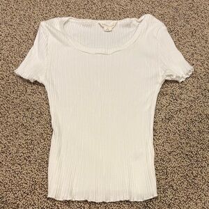 Aeropostale White Ribbed Short Sleeve Tee